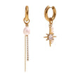 Bowie Gold Asymmetrical Pearl Hoop Earrings
