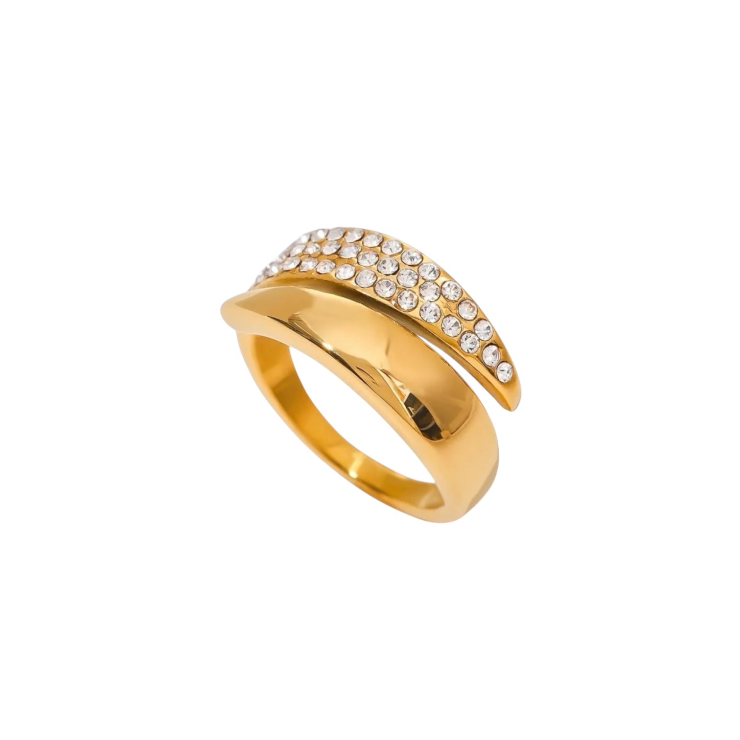 Azalea Gold Wrap Ring with Zirconia Stones