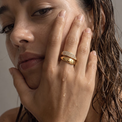 Azalea Gold Wrap Ring with Zirconia Stones