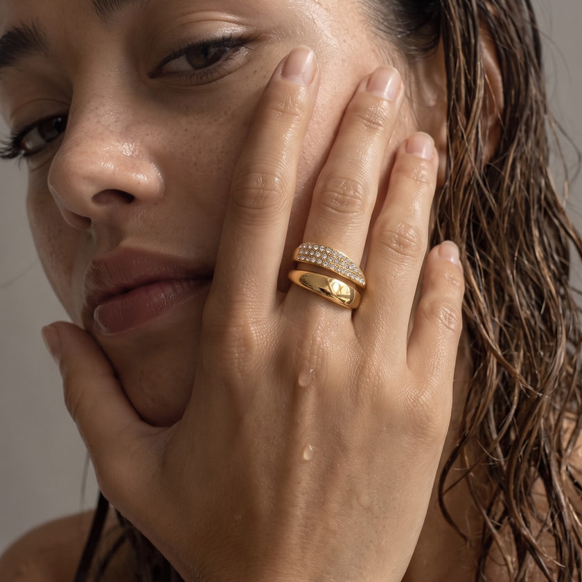 Azalea Gold Wrap Ring with Zirconia Stones