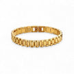 Gold plated flat link bracelet with watch-band profile — Bye Bye Baby