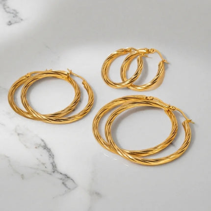 Nora Twisted Gold Hoop Earrings