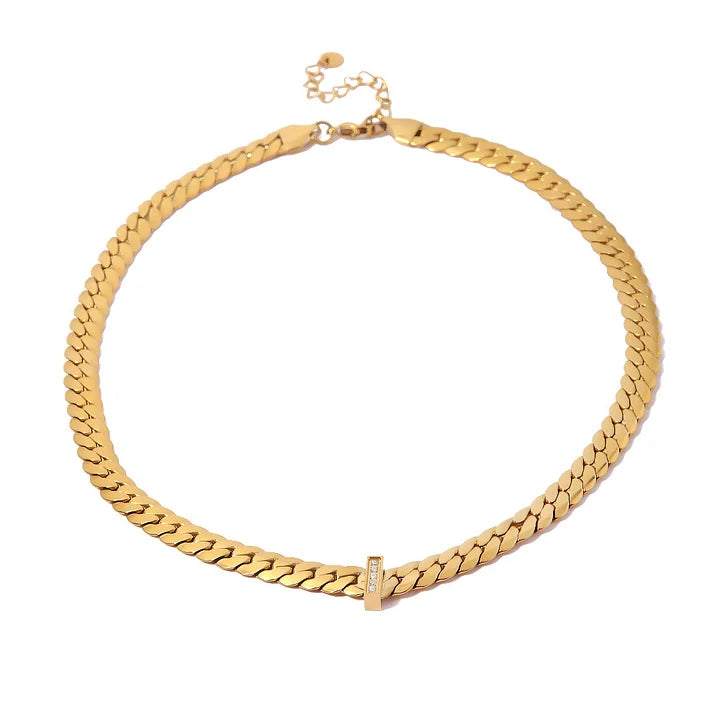 Gold plated sculptural necklace with zirconia stones — Bye Bye Baby