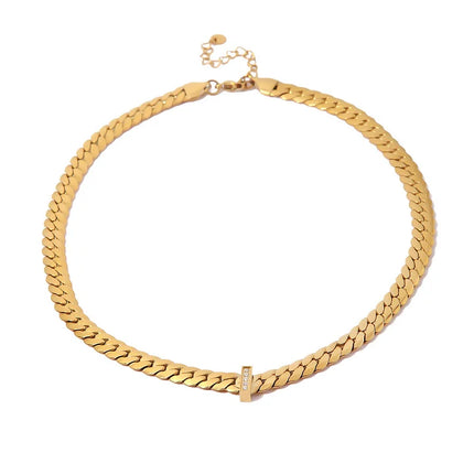 Gold plated sculptural necklace with zirconia stones — Bye Bye Baby