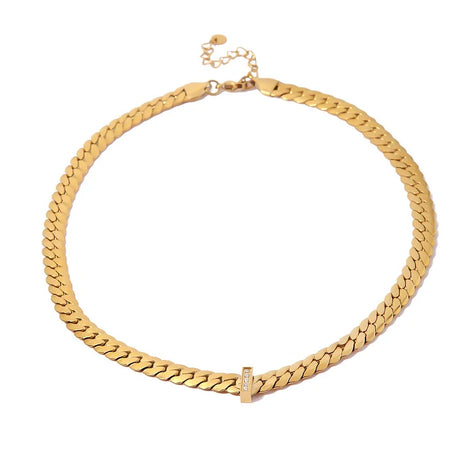 Gold plated sculptural necklace with zirconia stones — Bye Bye Baby