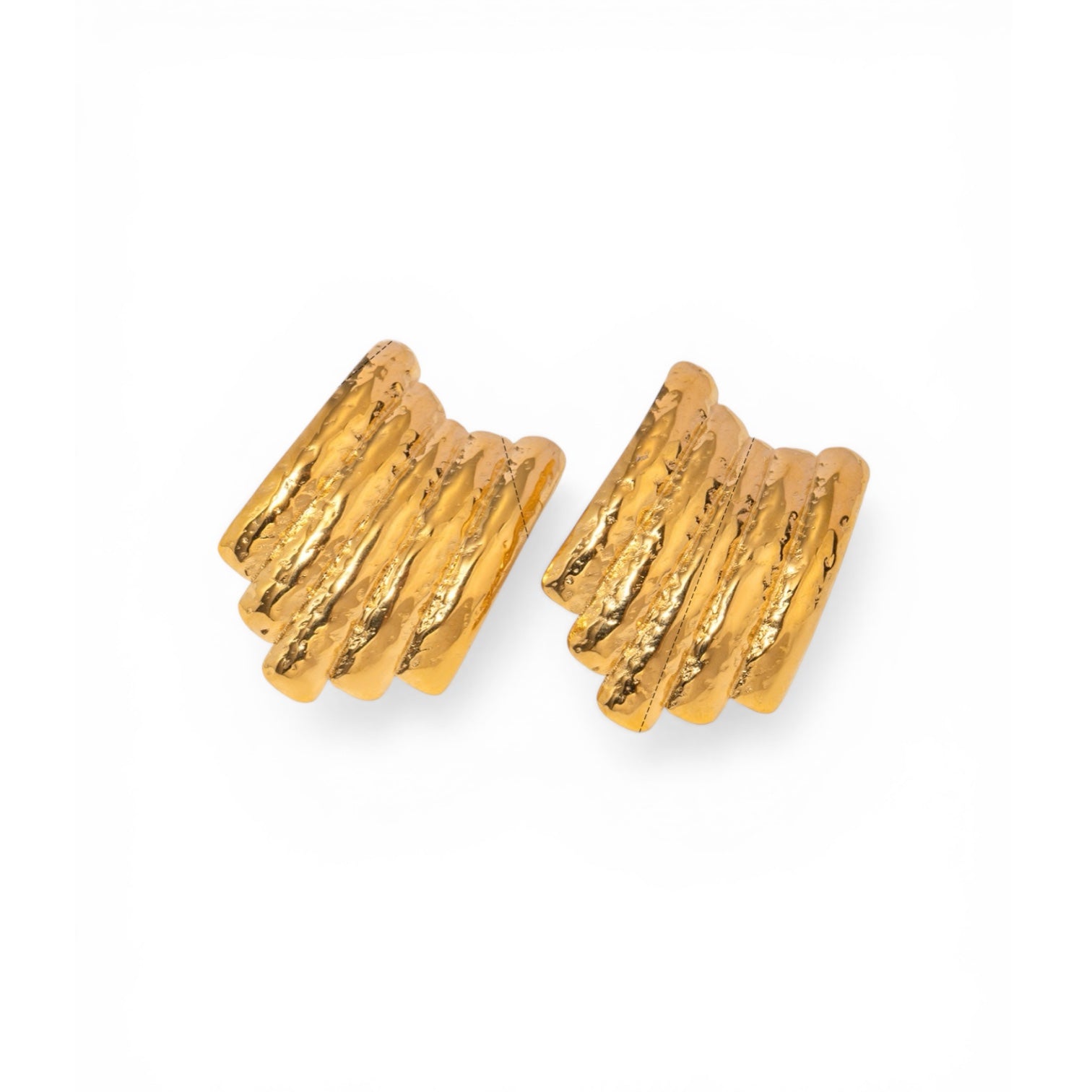 Shell-textured gold plated stud earrings — Bye Bye Baby