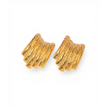 Shell-textured gold plated stud earrings — Bye Bye Baby