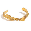 Medium width hammered gold plated open cuff bracelet — Bye Bye Baby