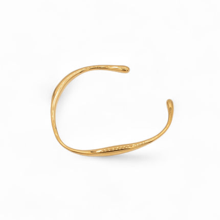 Smooth polished gold open cuff bracelet with soft curved form — Bye Bye Baby