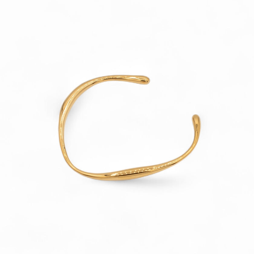 Smooth polished gold open cuff bracelet with soft curved form — Bye Bye Baby