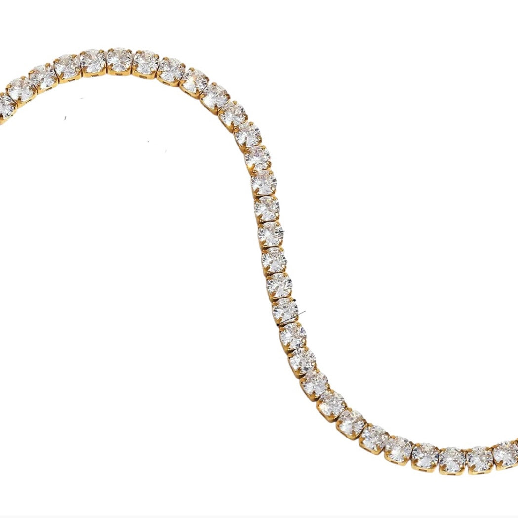 Electra Gold Tennis Necklace 4mm Width