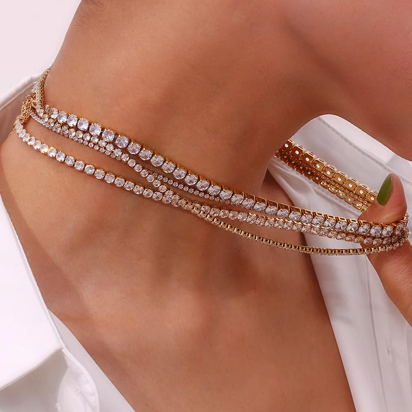 Electra Gold Tennis Necklace