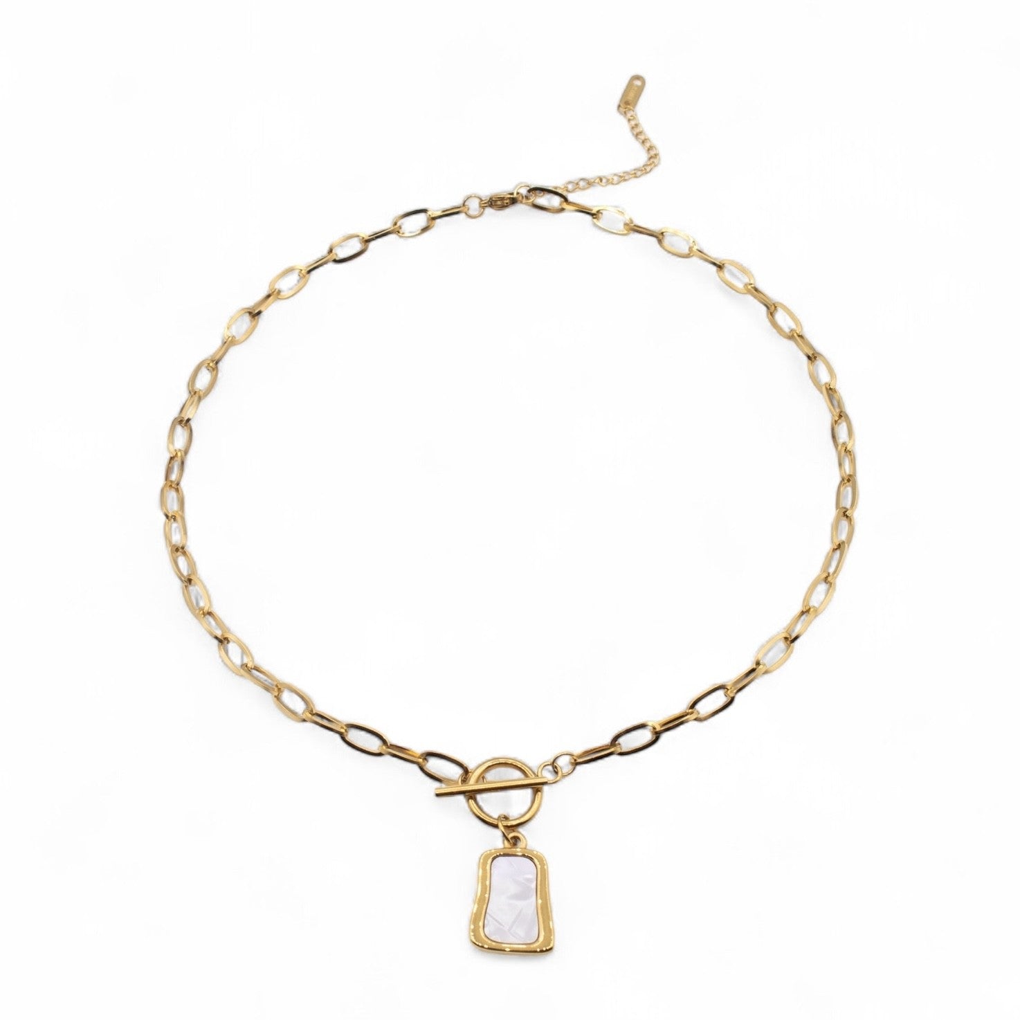 Gold chain necklace with mother-of-pearl pendant — Bye Bye Baby