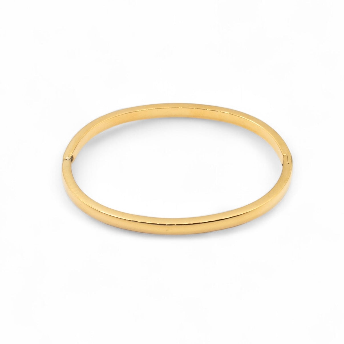 Slim smooth gold plated hinged bangle — Bye Bye Baby