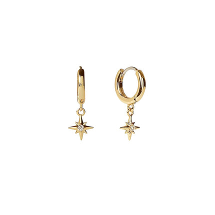 Stellar Gold Star Huggie Earrings