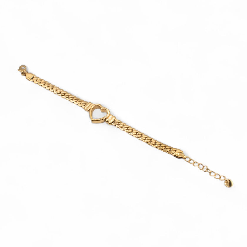 Chunky gold plated chain bracelet with love heart pendant — Bye Bye Baby