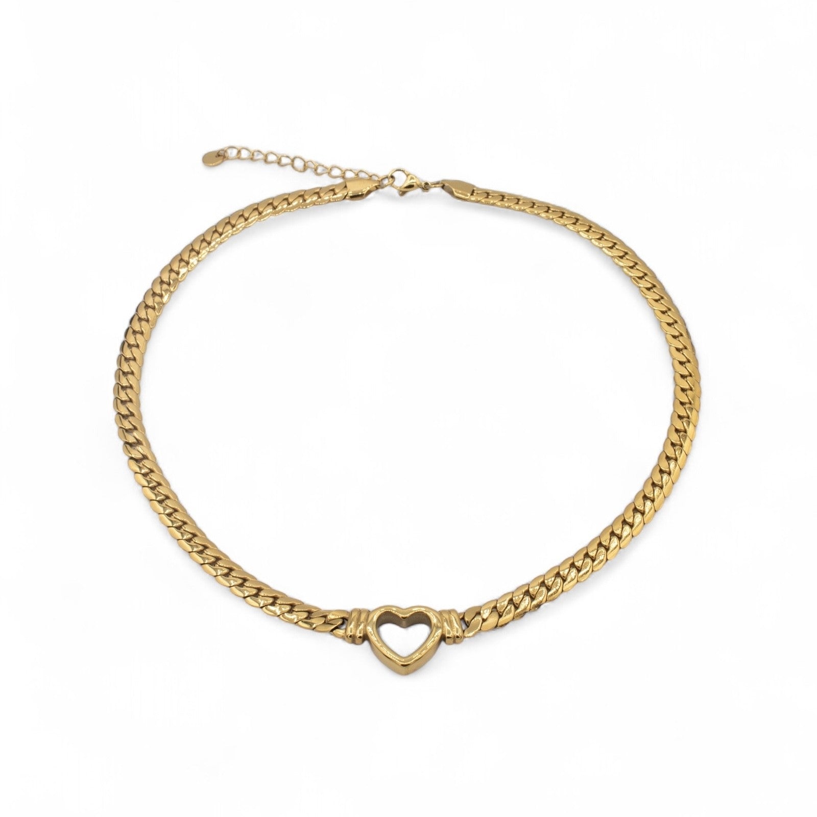 Chunky gold plated chain necklace with heart pendant — Bye Bye Baby