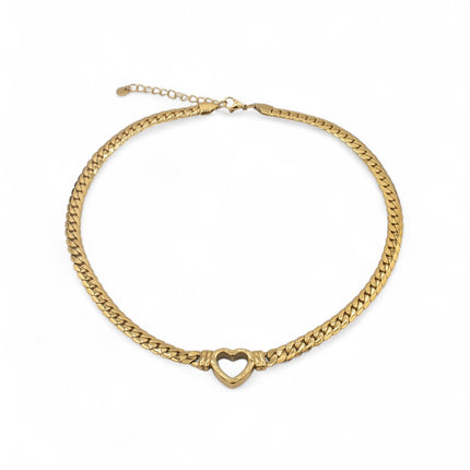 Chunky gold plated chain necklace with heart pendant — Bye Bye Baby