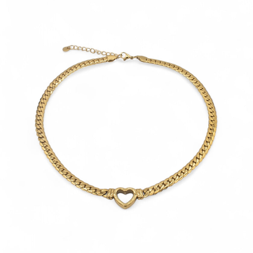 Chunky gold plated chain necklace with heart pendant — Bye Bye Baby