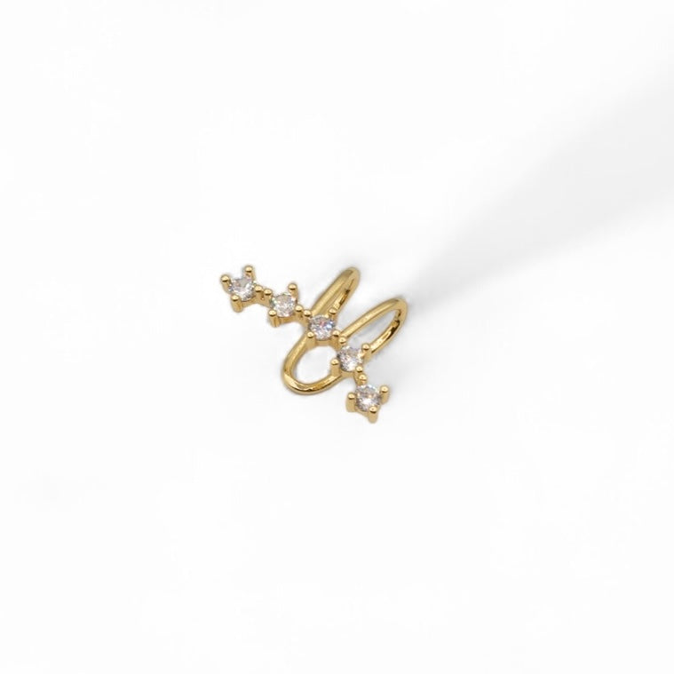 Gold plated ear cuff with 5 zirconia stones curved to upper ear — Bye Bye Baby