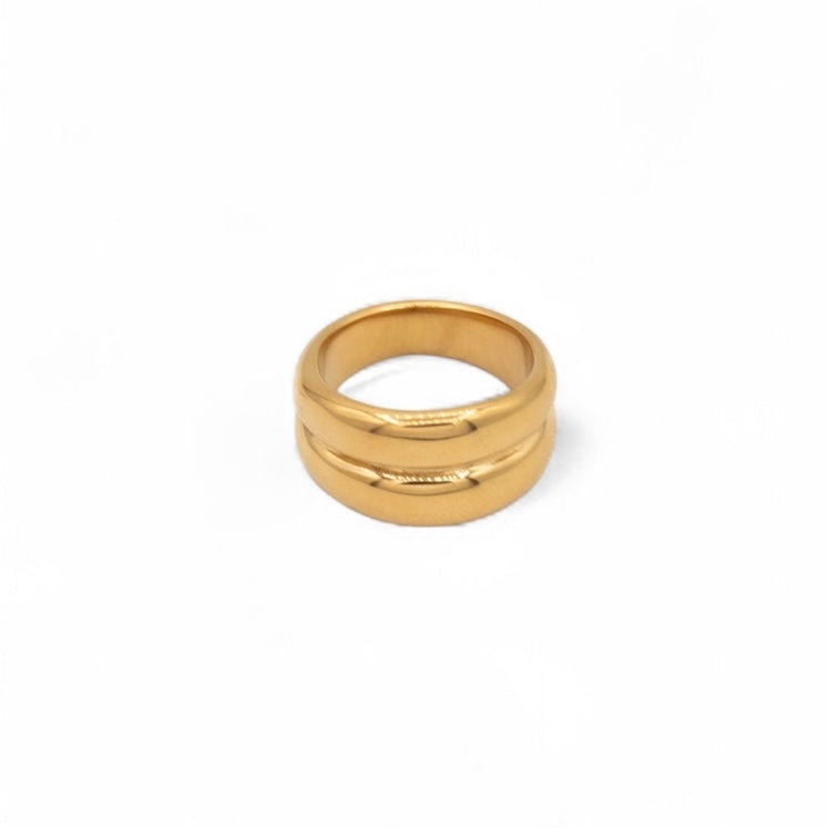 Smooth polished gold double band ring — Bye Bye Baby