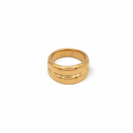 Smooth polished gold double band ring — Bye Bye Baby