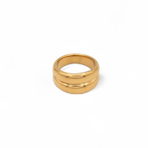 Smooth polished gold double band ring — Bye Bye Baby