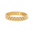 Gold plated flat link bracelet with zirconia stones throughout — Bye Bye Baby