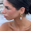 Gold plated hoop earrings with two freshwater pearl drops — Bye Bye Baby
