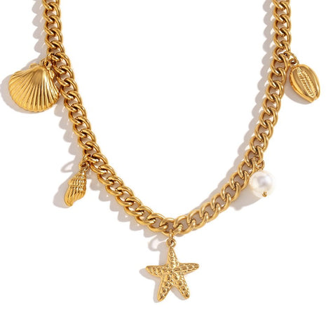 18k gold shell pendant necklace with pearl — Bye Bye Baby