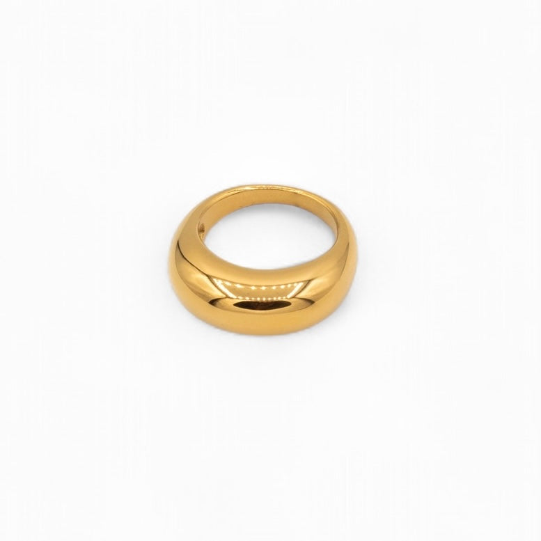 Smooth gold plated sculptural dome band ring — Bye Bye Baby