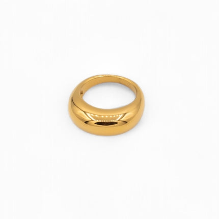 Smooth gold plated sculptural dome band ring — Bye Bye Baby