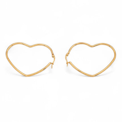 Gold plated heart-shaped hoop earrings with latch back closure, two sizes — Bye Bye Baby