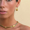 Chunky gold chain necklace with three rectangle zirconia pendants — Bye Bye Baby