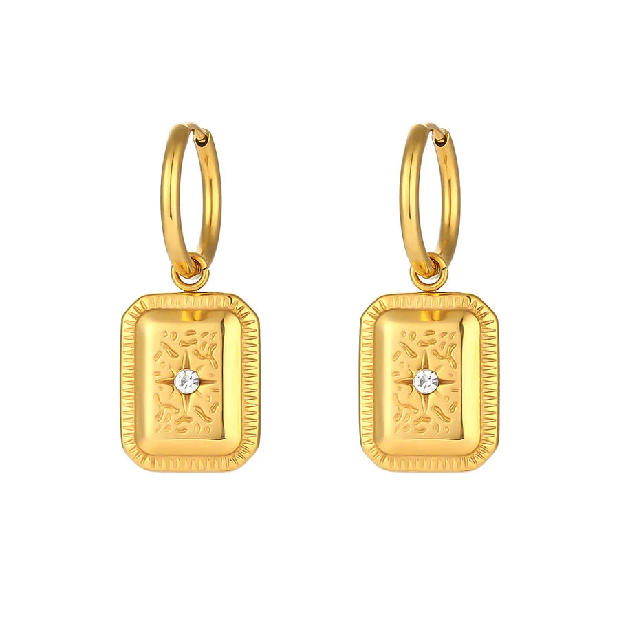 Gold plated hoop earrings with zirconia pendant — Bye Bye Baby