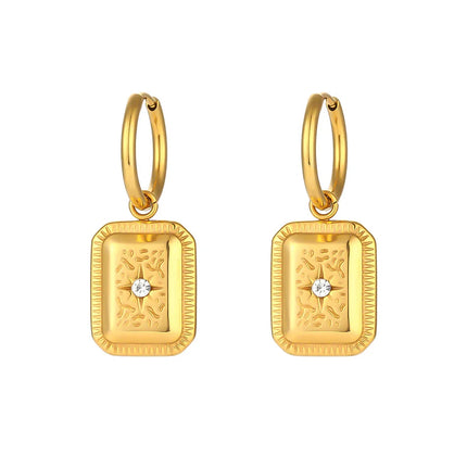 Gold plated hoop earrings with zirconia pendant — Bye Bye Baby