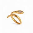Gold plated serpent coil wrap ring with zirconia head stone — Bye Bye Baby