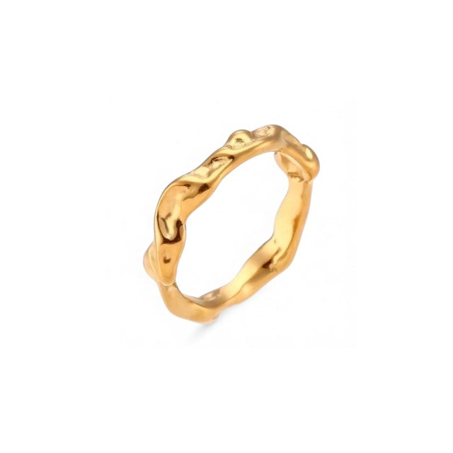 Gold plated coral-textured band ring — Bye Bye Baby