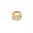 Chunky gold plated signet ring with square mother-of-pearl inlay — Bye Bye Baby